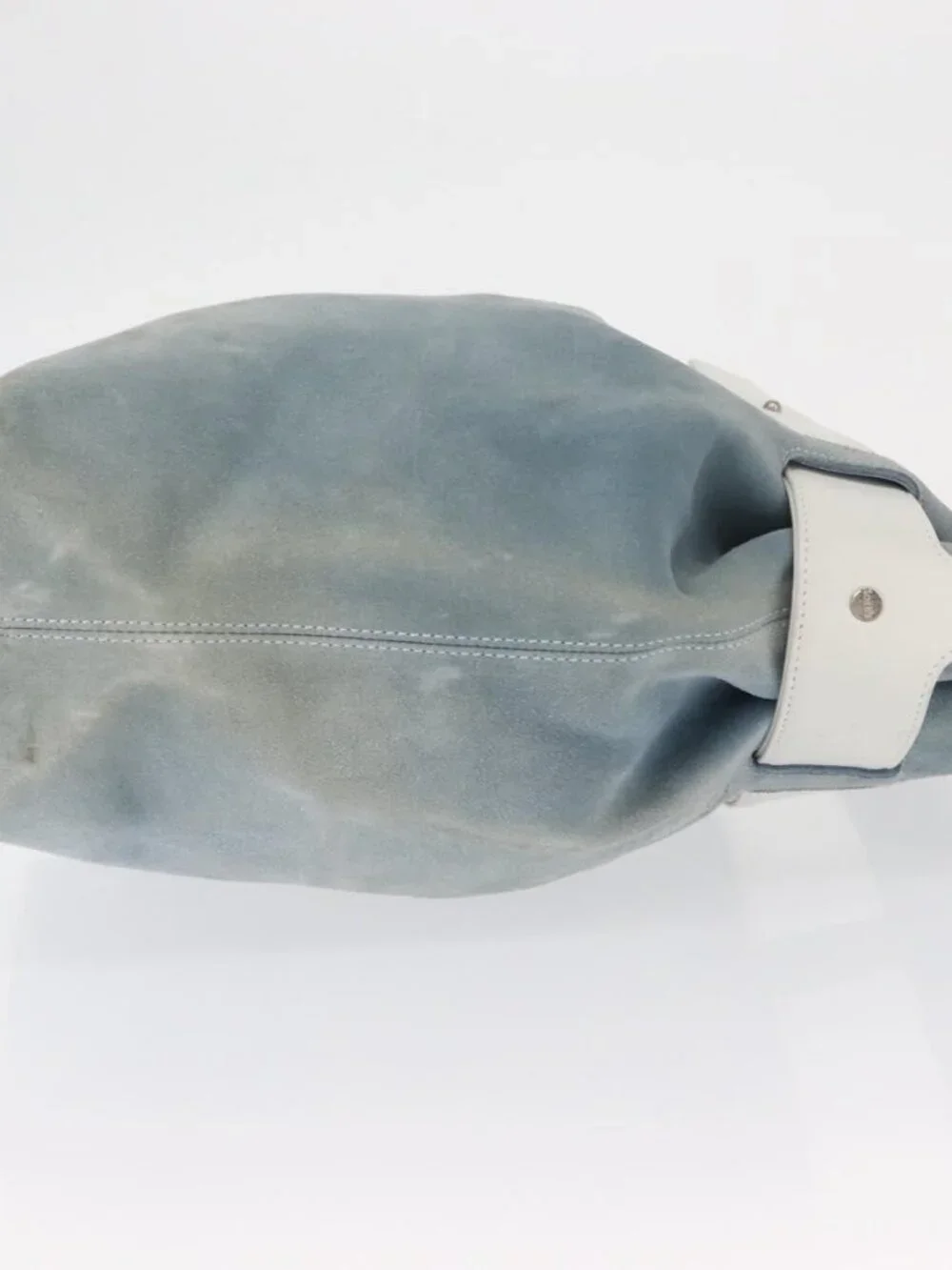 Authentic LOEWE Anagram Shoulder Bag Suede Leather Light Blue Silver - Picture 10 of 16